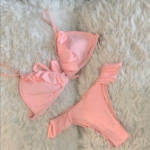 Fashion Nova baby pink ruffle bikini